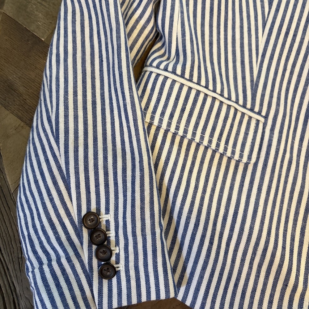 J.CREW Women's BLUE & WHITE STRIPED Seersucker BLAZER Jacket Lined NEW Size 10 - Picture 3 of 8